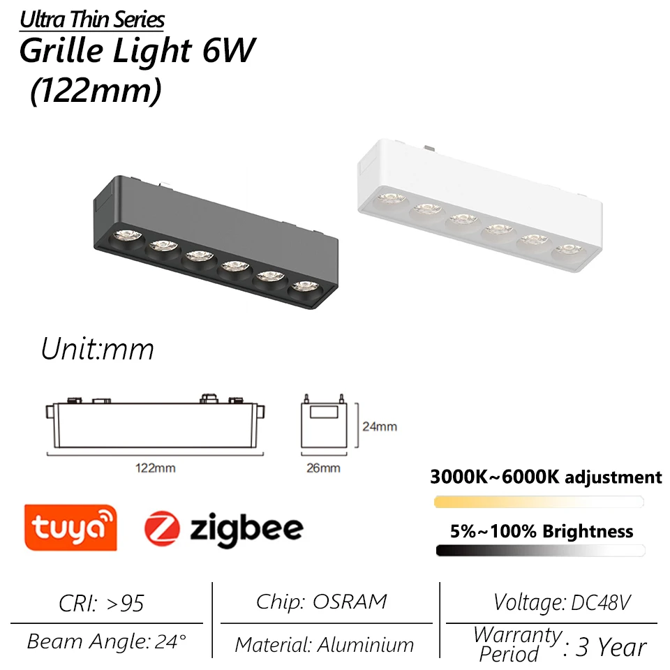 Ultraslank 6 mm magnetisch spoorlicht dimbaar opbouwmontage ingebed stukadoorsrail moderne floodspot LED-lamp Smart Tuya Zigbee