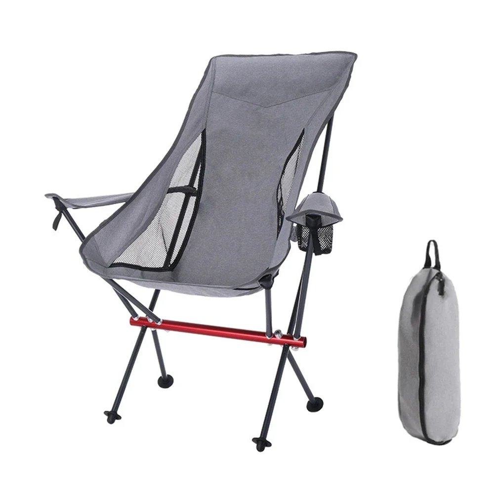 Camping Chair with Armrest Outdoor Folding Chairs with Carry Bag Long Backrest Chair for Fishing Hiking Climbing