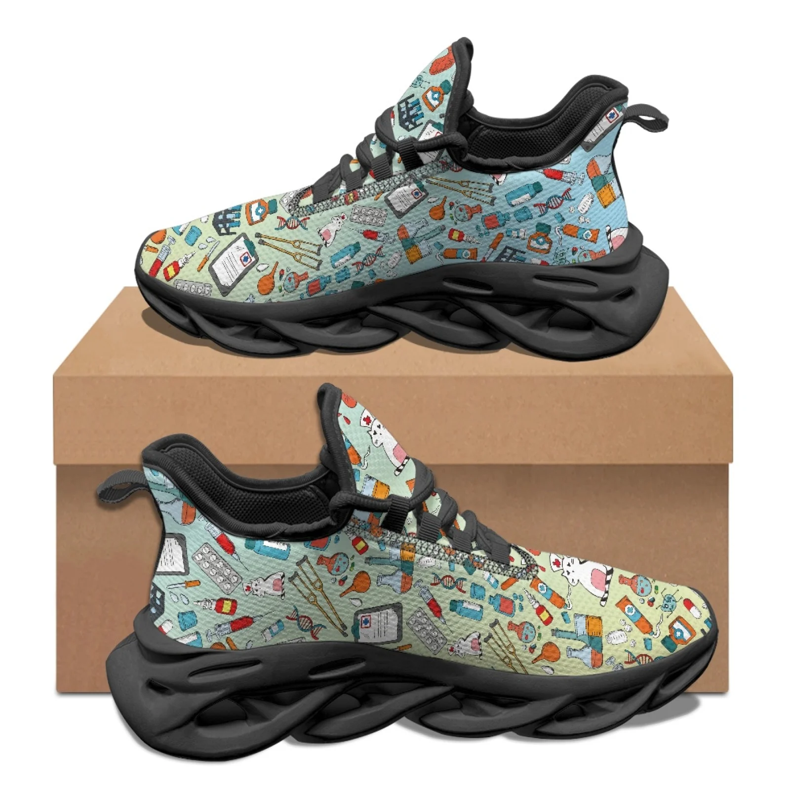 PENSTROLL Medical Theme Lace-Up Athletic Sneakers Men's Running Shoes for Unisex Lightweight Men’s Blade Sneakers