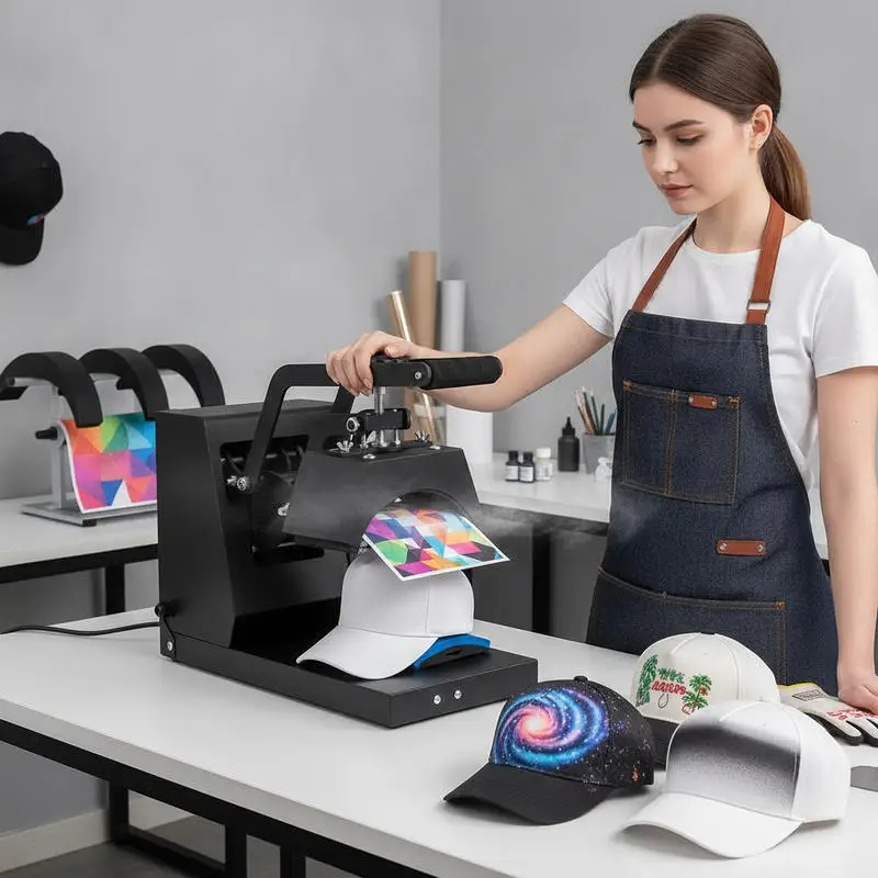 Presse à chaud pour casquettes, presse à chaud 4 en 1 pour casquettes, transfert par sublimation à clapet 15,2x7,6 cm, contrôle de la température numérique LCD avec 4 éléments chauffants incurvés (6x3/6,7x2,7/6,7x3,1/8,1x3,5 pouces)