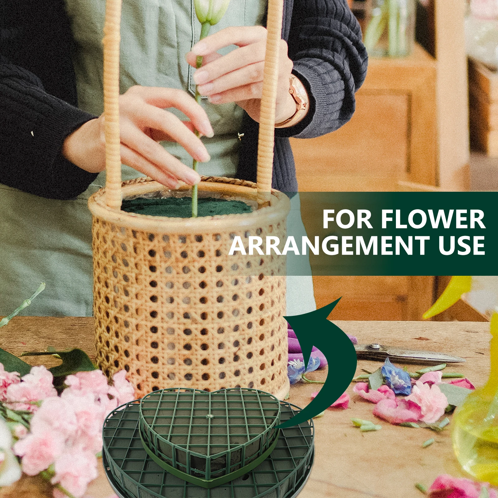 

2pcs Heart Shaped Floral Mud Love Flower Arrangement Sponge Blocks for Bouquet Decor Romantic Atmosphere Eco Friendly Water
