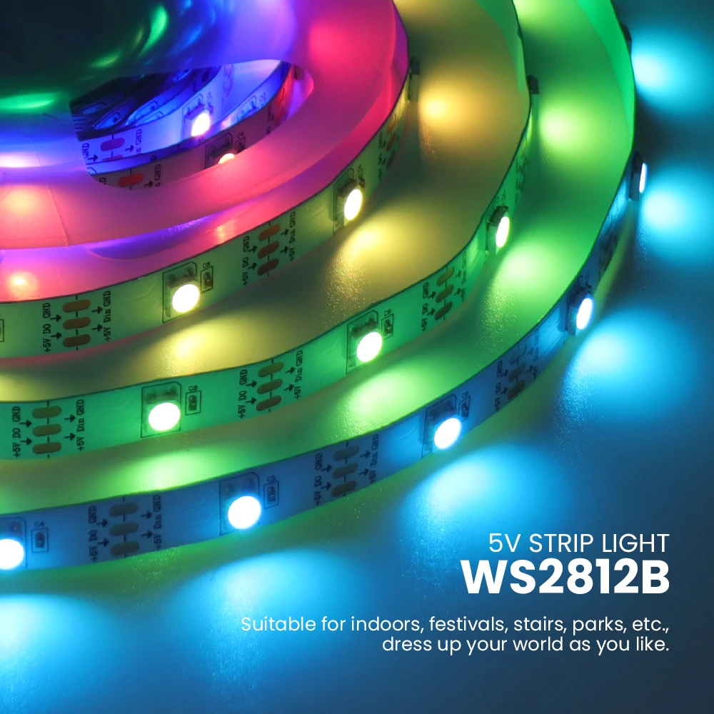 DC 5V WS2812B LED Strip Smart Full Color 5050 RGB LED Strip 30/60/144 leds/m WS2812 IC IP30 IP65 led pixel strip 1m 3m 5m