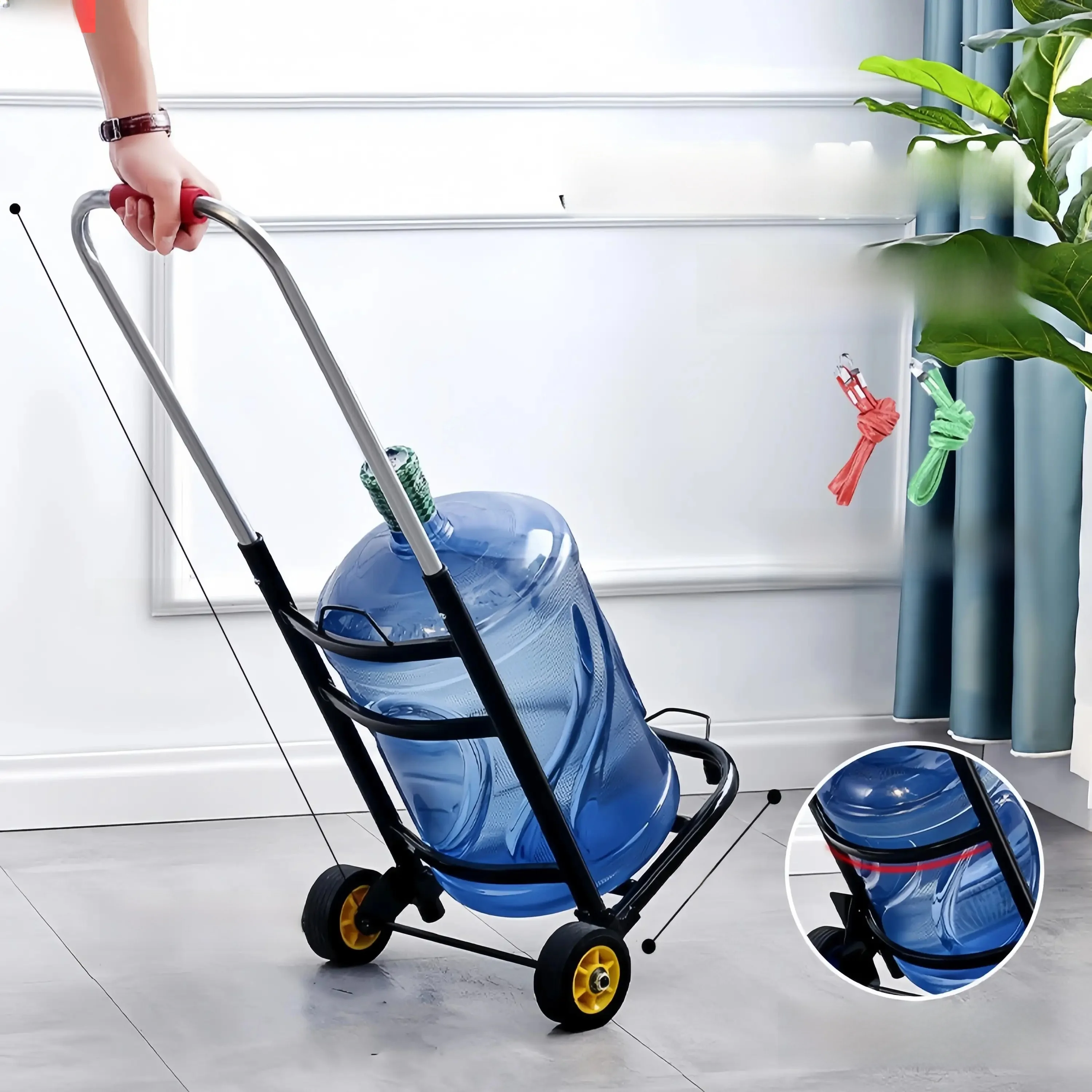 

Thickened Large Size Stair Climbing Hand-Pulled Rubber Wheel Small Trolley Home Use Bucket Filling Portable Shopping Cart