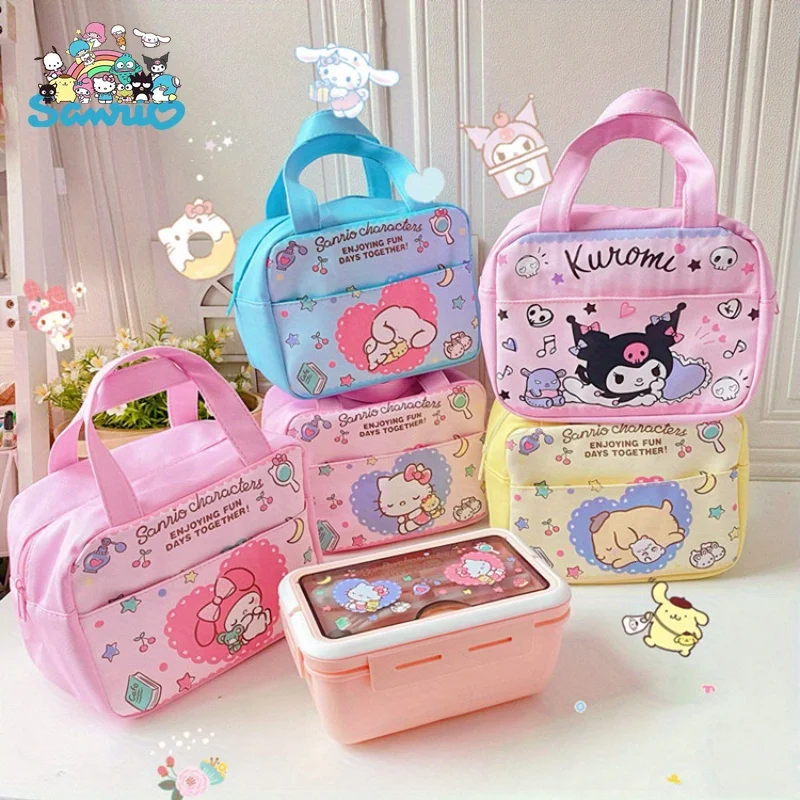 Hellokitty cartone animato giapponese Kuomi borsa per il pranzo isolata carina comoda borsa Bento portatile pieghevole