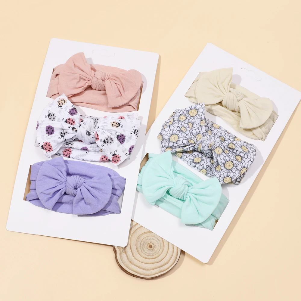 

3 Pcs Nylon Bow Baby Headband Baby Items Bowknot Headwear Turban Elastic Infant Headwrap Baby Girl Hair Accessories