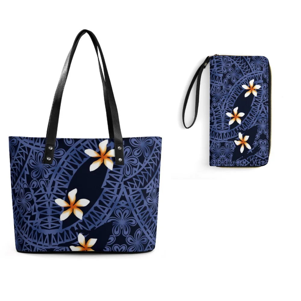 

2 / Set Handbag And Purse Combo Polynesian Design Women'S Fashion Personalized Shoulder Bag Large Capacity Custom Printed Samoan