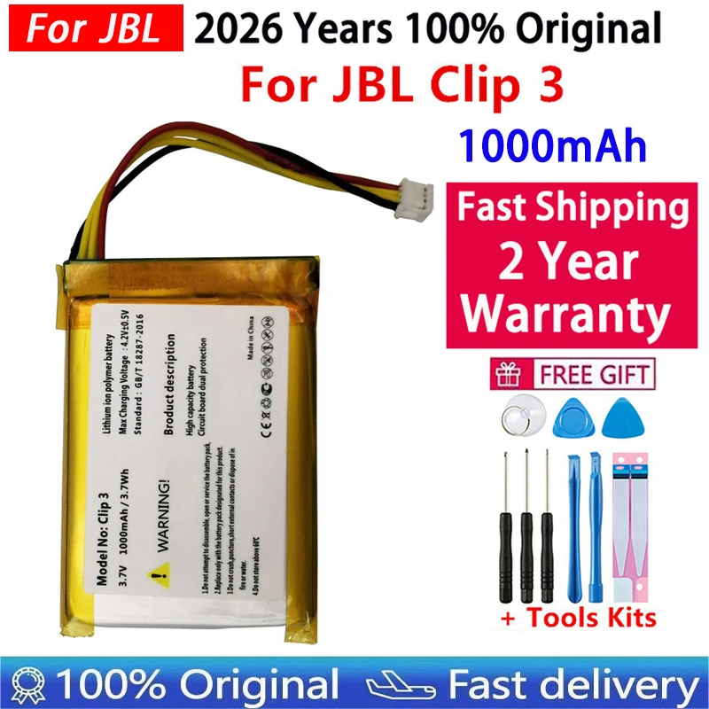 100% Original New replacement 1000mAh Battery L0721-LF For JBL Clip 3, Clip 3AN, Clip 3SAND Speaker Batteries Bateria