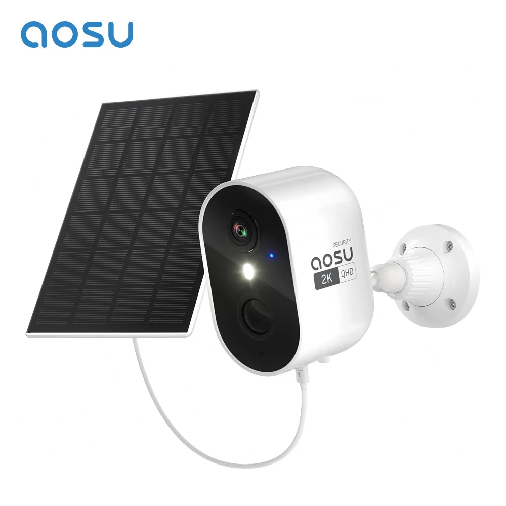 Renewed AOSU 100% Wire-free 3MP Solar Camera 5000mAh WiFi Security Camera AI Detection Color Night Vision 2-way Audio CCTV Cam