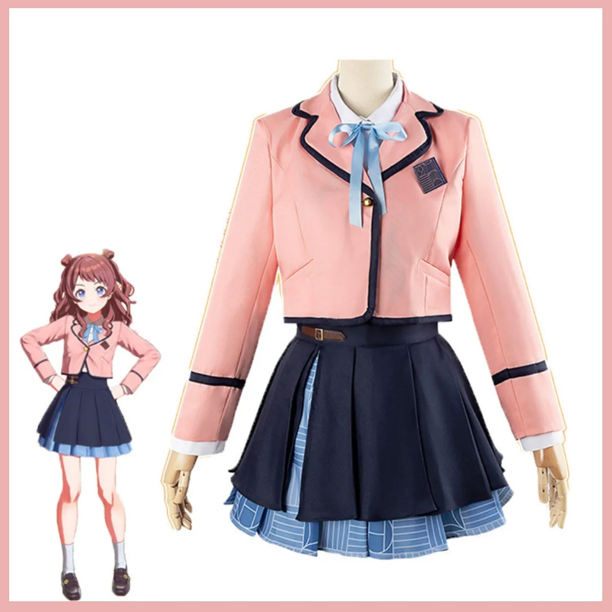 Anime Game Gakuen IDOLM@STER Hanami Saki Cosplay Costume Wig Japan South Korea JK Uniform Coat Skirt Woman Lovely Campus Suit