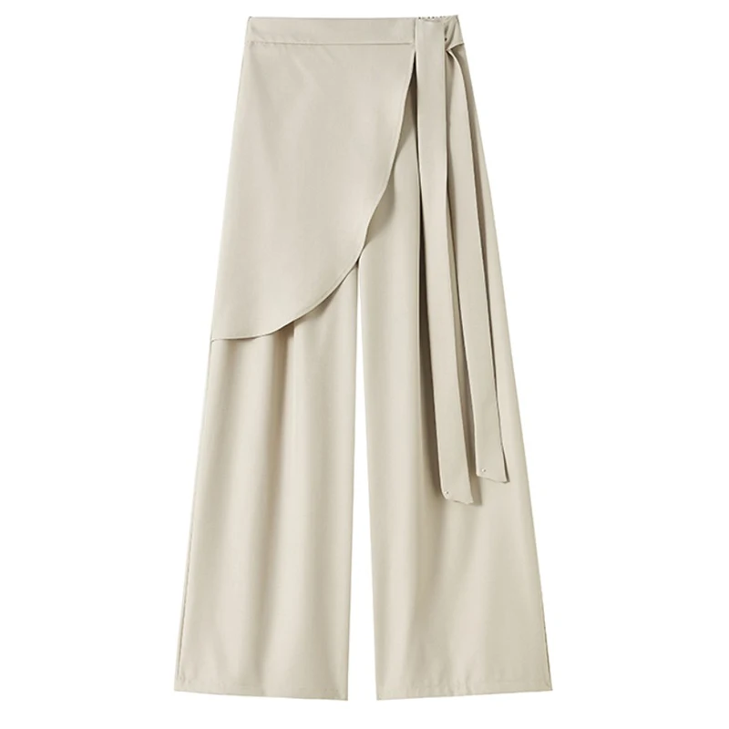 Irregular Strap Suit Pants Fake Two Pieces Wide-leg Pants For Women Commuting High-waisted Straight-leg High-end Long Pants