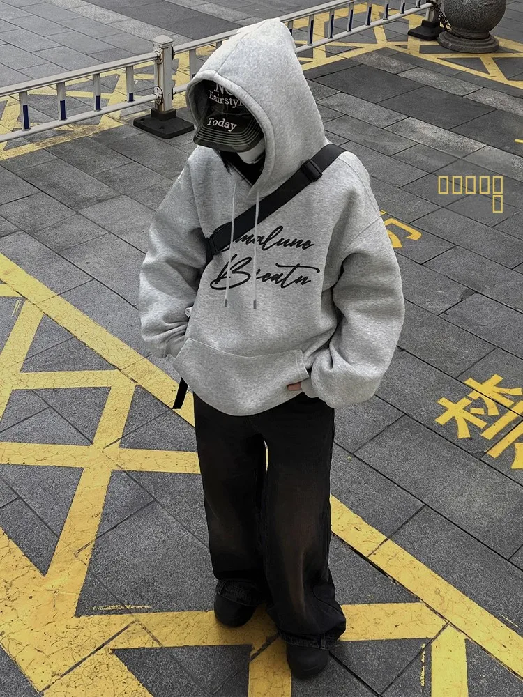 

Мужская толстовка American Sle Heavyweight: осенне-зимняя, свободного кроя, с модным принтом, уличный стиль, высококачественная.