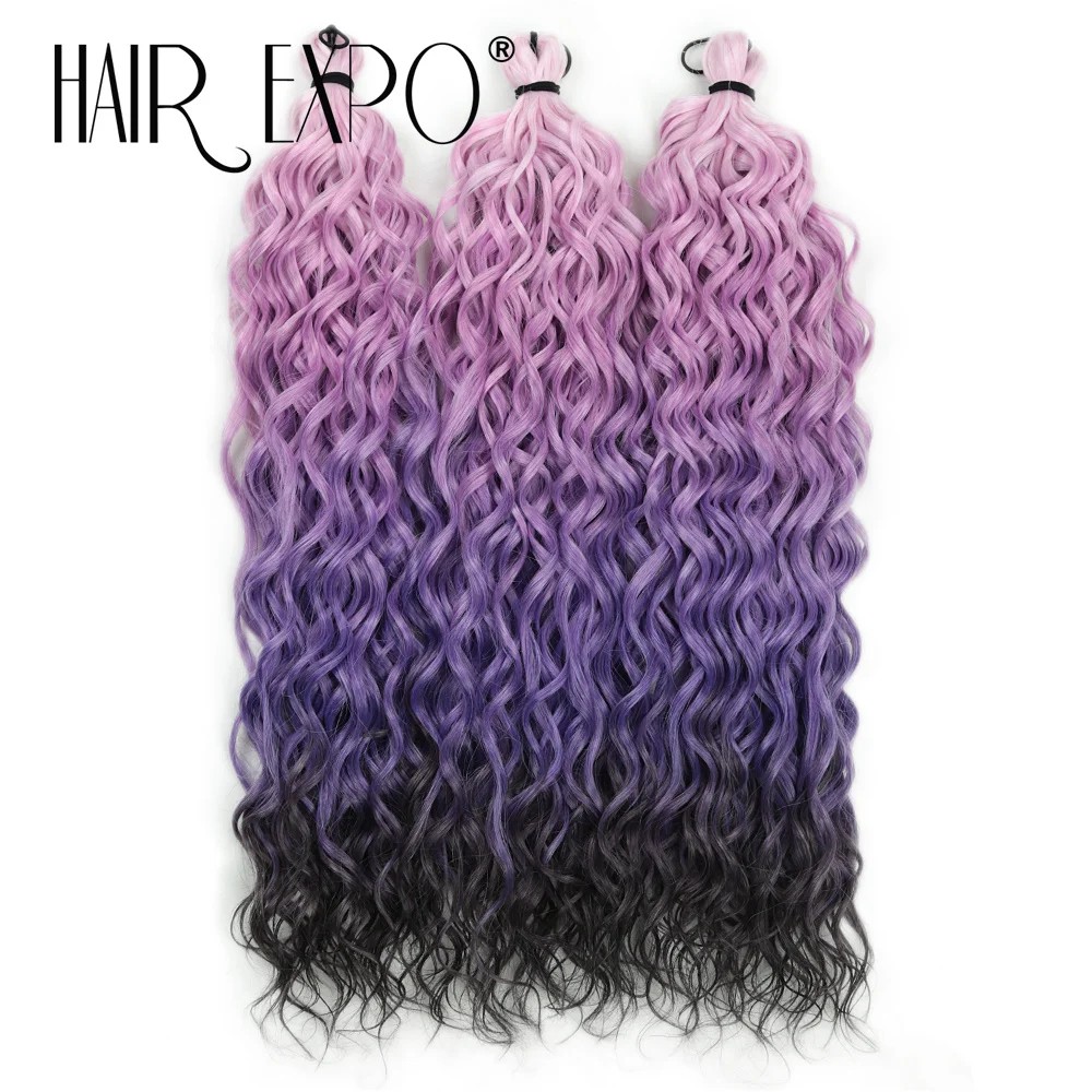 18 بوصة جيسيكا الشعر موجة عميقة تويست الكروشيه الشعر الاصطناعية مجعد الشعر 3 قطعة/300 جرام أومبير الأفرو حليقة قوس قزح تجديل وصلات شعر
