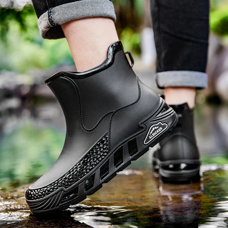 

Waterproof Mens Rain Boots Anti-slip Oil-proof Chef Shoes Outdoor Fashion Fishing Shoes Women Ankle Boots Work Boots Water Shoes