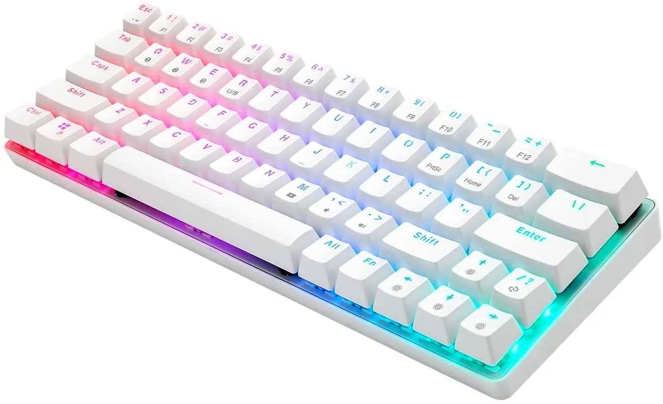 Huvelcro cq63-teclado para jogos mecânicos, sem fio, retroiluminação rgb, bluetooth 5.0, interruptor marrom, 63 teclas, ipad com fio 60%, im