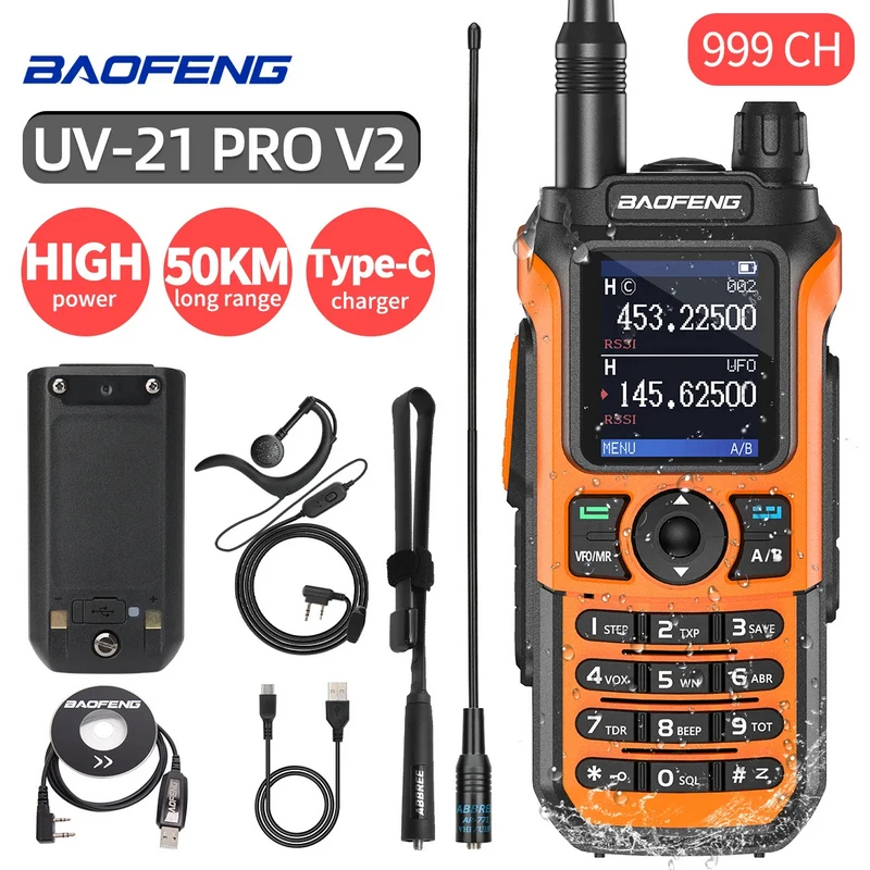 Baofeng UV-21 PRO Walkie Talkie frequenza di copia Wireless professionale a lungo raggio 16 km radioamatoriale bidirezionale ad alta potenza