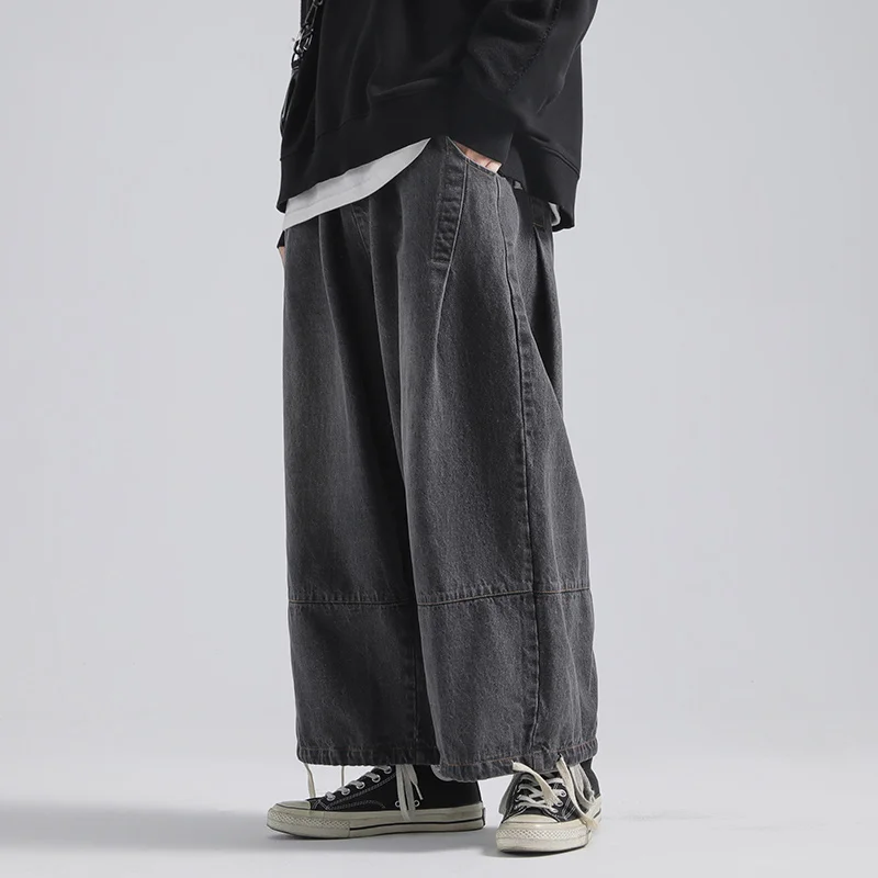

Men's Wide Leg Straight Cut Jeans Casual Workwear Loose Fit Spring Autumn mid Waist Denim Pants Classic American Dad Sle