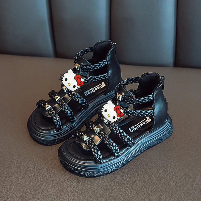 

hello kitty girls sandals Sanrio kids soft sole girls baby beach shoes summer new fashion peep toe princess shoes