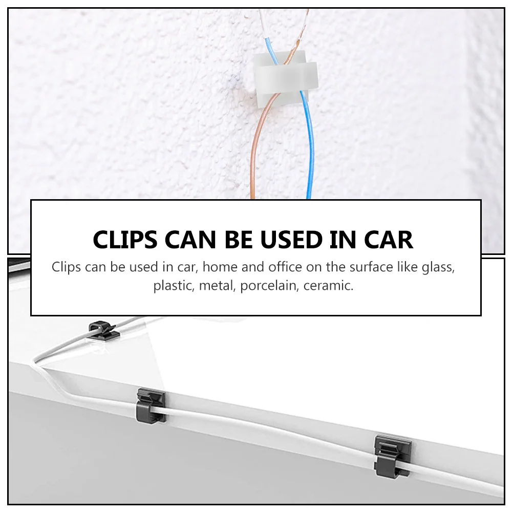 

60pcs Self Adhesive Cable Clips Wire Organizer Desk Mounting Fixtures Black White Green No Screws Car Home Office