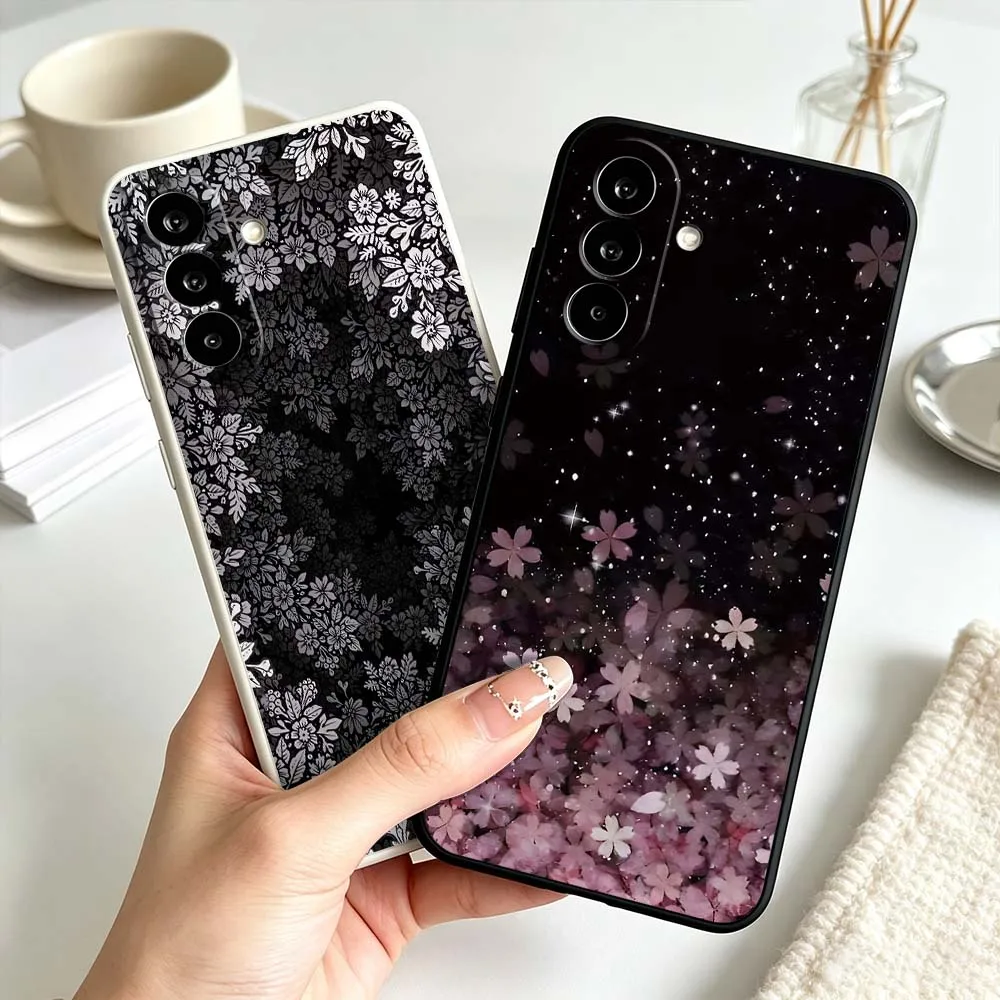 Pink Petal Falling Sparkle For Samsung Galaxy A56 A55 A54 A53 A51 A50 A36 A35 A26 A20e A17 A16 A07 A06 A05 Phone Case Cover