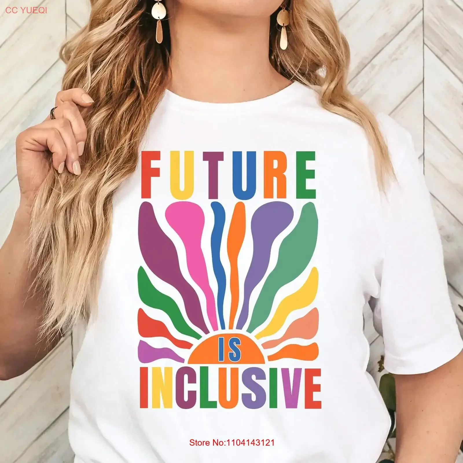Future Is Inclusive Pride T Shirt LGBTQ Rainbow Equality Month  vintage Washed homme Unisex Versatile Soft