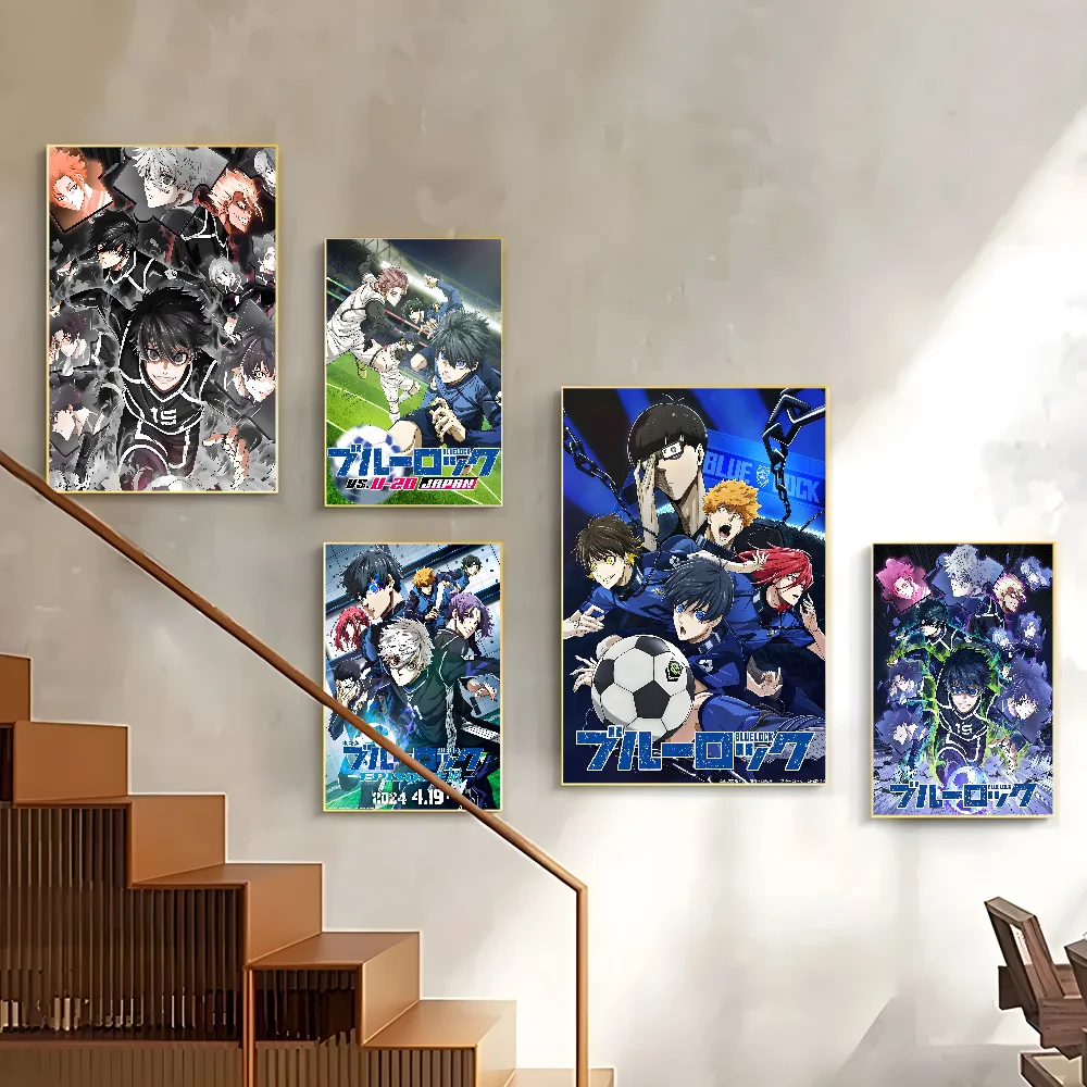 Anime B-BLUE LOCK Football Catoon Poster Corridor Wall Art Printing Waterproof Home Living Bed Room Decor