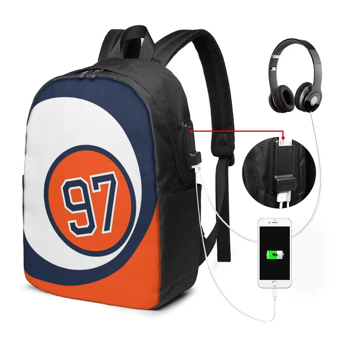 

Connor McDavidFor Edmonton Oilers Fans Backpack Travel Notebook Bag Computer College Student School Bag Laptop Shoulder Bags