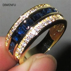 Saffier volledige diamant 18k gouden ringen voor vrouwen Bague of Jaune Bizuteria voor sieraden Anillos mannen edelsteen Anel sieraden gouden ringen