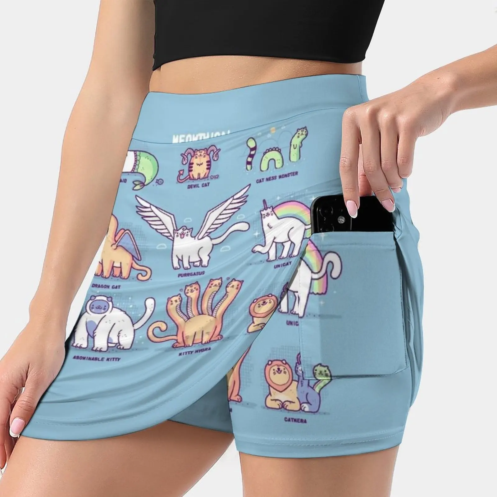 

Meothical Beasts Women's skirt With Hide Pocket Tennis Skirt Golf Skirts Badminton Skirts Running skirts Cat Monster Loch Cute