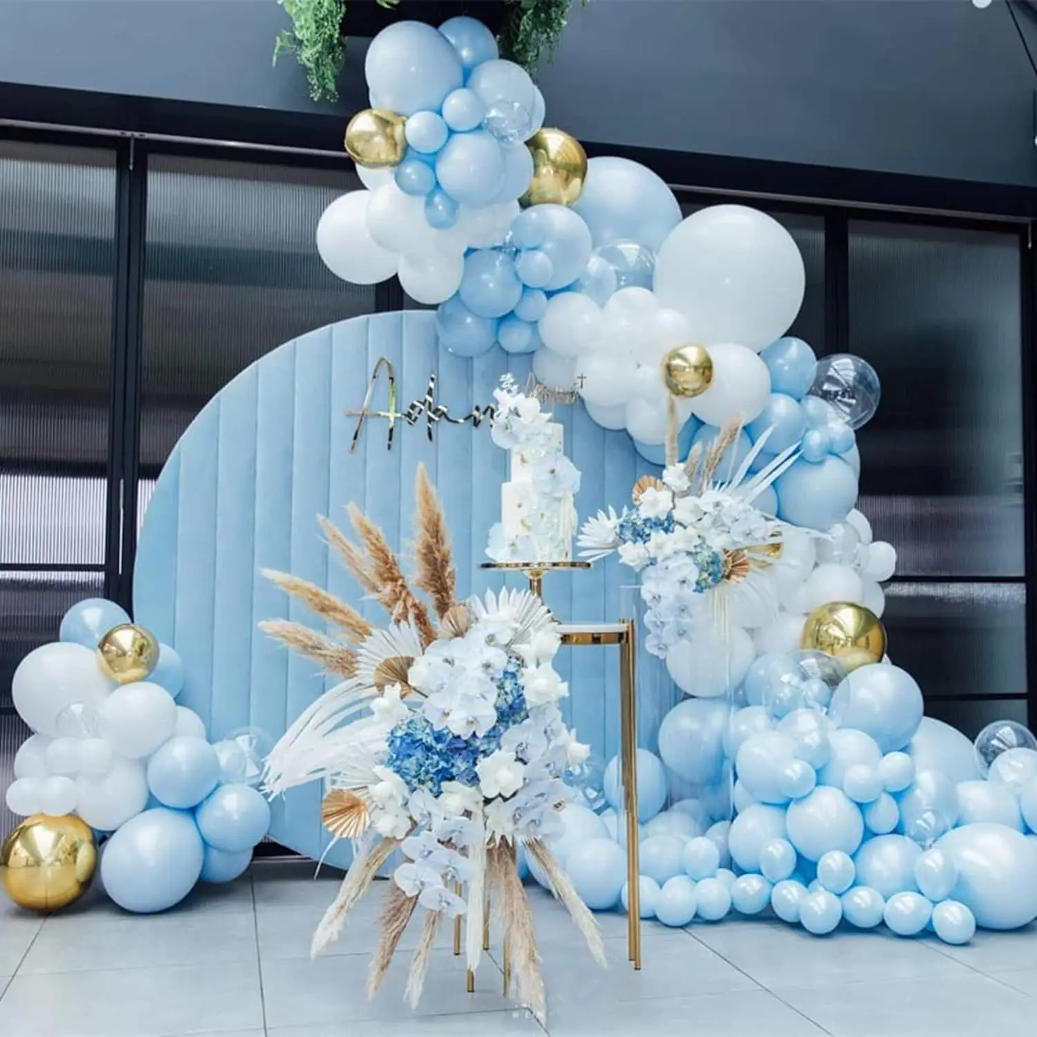 150pcs blue  white  latex balloon arch set for birthdays, weddings, gender reveal, bachelorette party, family reunion