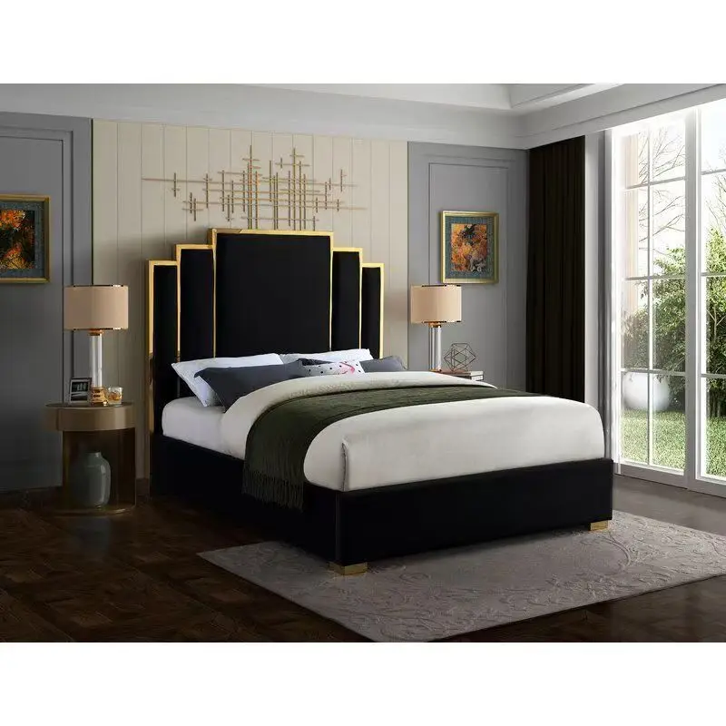 ￥#Turkish Style Luxury Wooden King Size Bedroom Sets Double Upholstered Bed Queen Size European Leather Bed Set - view 6