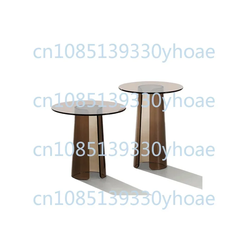 Creative minimalist acrylic round coffee table living room small apartment sofa brown corner table