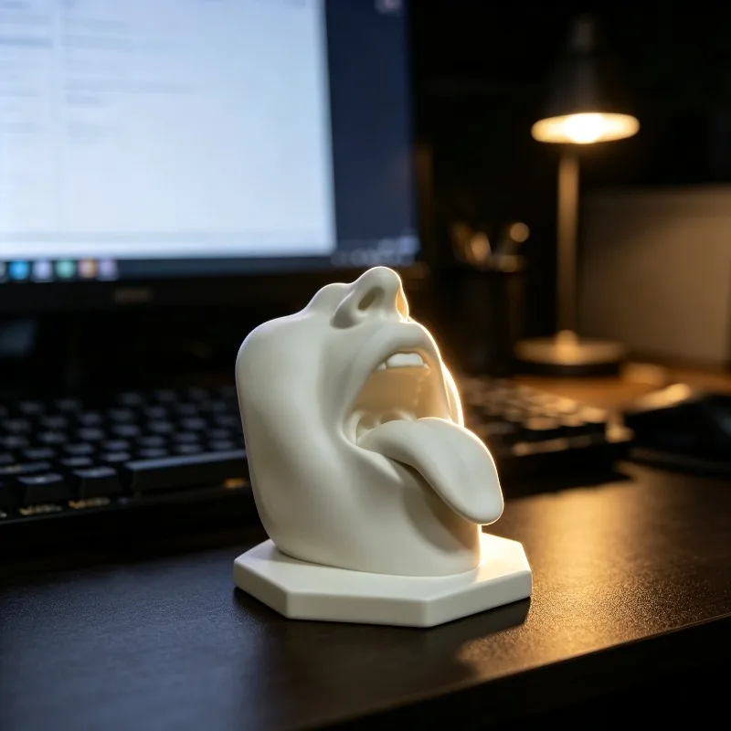 3D Printed Abstract Desktop Sculpture Tongue Extension Shaped Ornament Art Home Living Room Bedroom Decoration