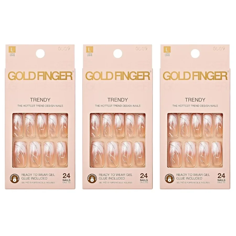 

Gold Finger Gel Glam Design Nails for SalonStyle Manicure at Home LongLasting HighGloss Finish with Easy Application and Perfec