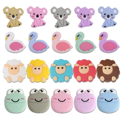 Sunrony 10pcs Mini Koala Flamingo Frog Owl Silicone Beads For Jewelry Making Charms For Bracelet DIY Pacifier Chain Accessories