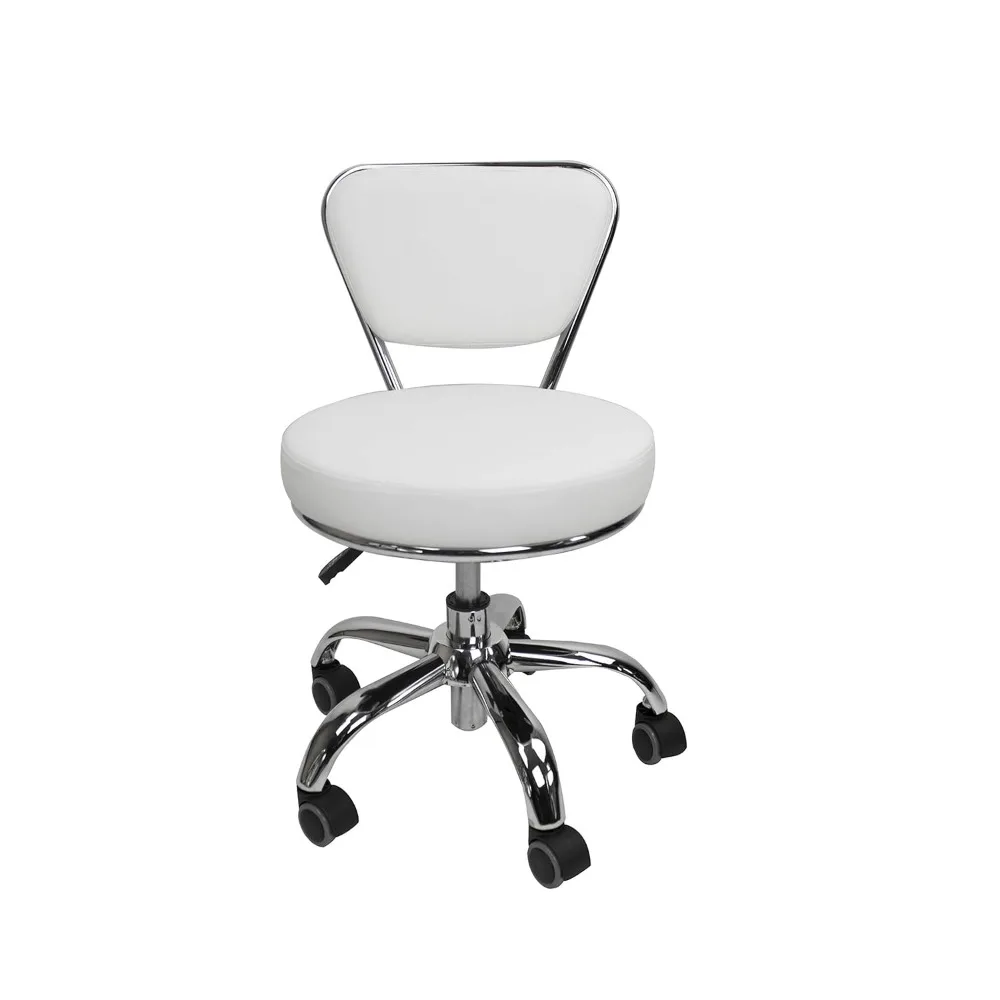 Dayton White Pneumatic Adjustable Rolling Salon Nail Pedicure Stool and Chair