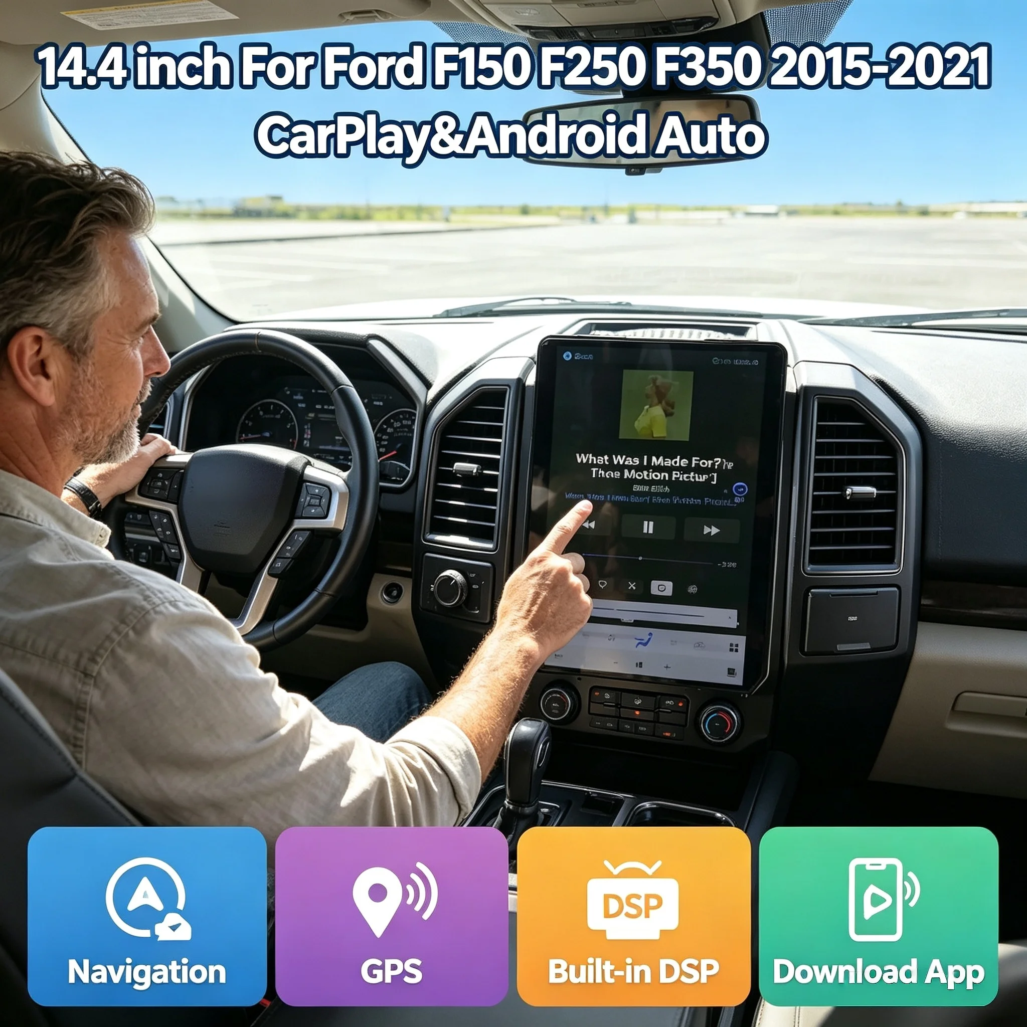 14.4 Inch Android For Ford F150 F250 F350 2015-2021 Style Car GPS Navigation Multimedia Player Radio Tape Head unit Stereo