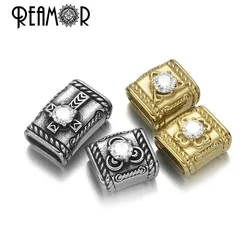REAMOR Stainless Steel Celtic Knot Infinite Helix Zircon Beads 10x5mm Cross Slider Beads For Bracelet DIY Jewelry Making Finding