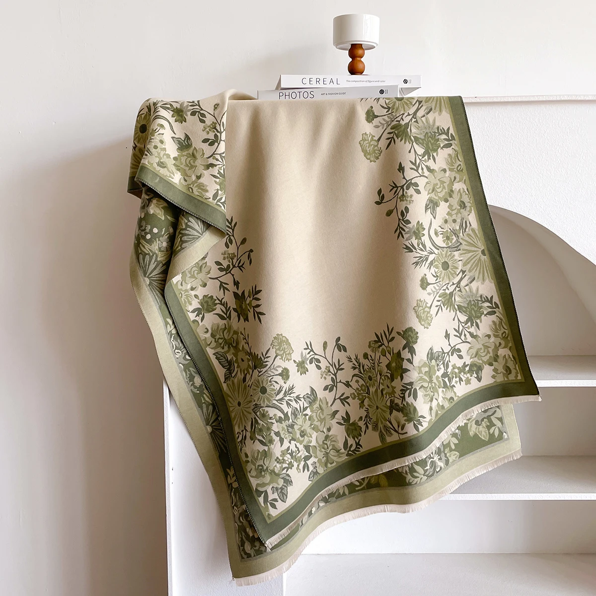 Brand Fashion Damen-Winterschal aus warmem Kaschmir – Pashmina-Schal mit Blumenmuster, dicker Schal, Wickel- und Poncho – Detail 6
