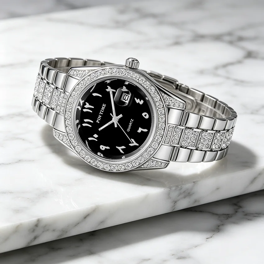 Classic Business Diamond Set Fashion Versatile Waterproof Calendar Men\'s Quartz Watch