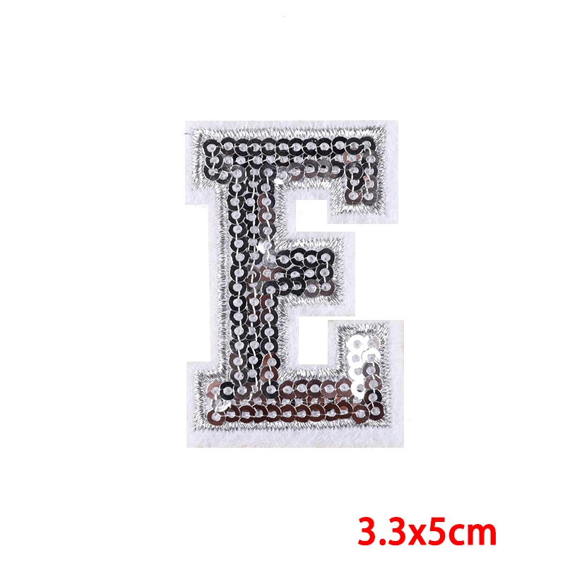 26 Silver Edge Sequin English Letter Combination Embroidery Patch Letter Embroidered Patches On Backpack Shoes Hat Sew Patch DIY