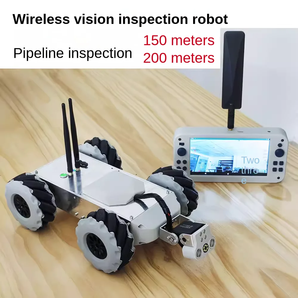 Wireless Reconnaissance Pipeline Detection Robot Car Chassis HD Image Transmission 200m Remote Control Mecanum Wheel Car