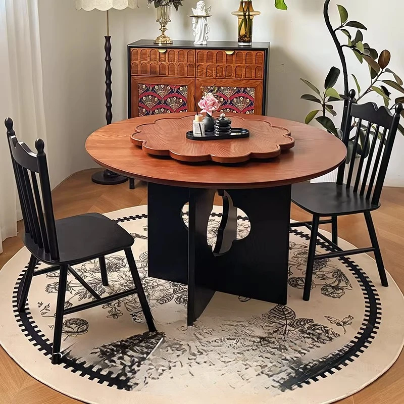 

Mid-century style with turntable home small apartment French retro style restaurant dining table