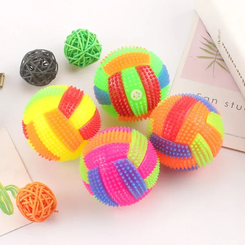 Luminous Elastic Activation Sound Ball Toys Massage Ball with Whistle Dog Cats Chew Bouncy Ball Soccer Glowing Children Pet Toys view 6