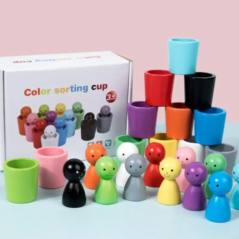 Wooden Peg Dolls Color Matching Playset Toy for Kids Enhancing Fine Motor Skill and Family Interaction Educational Toy