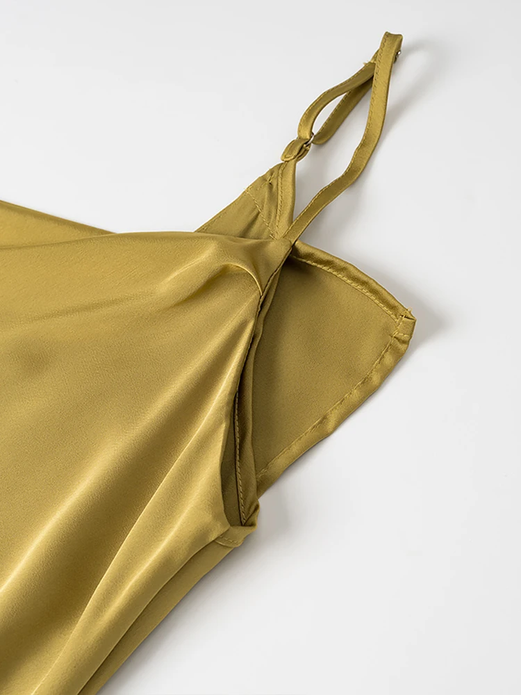 Estilo europeu nova moda feminina versátil temperamento simples cor sólida em camadas decorativa estilingue vestido de fenda