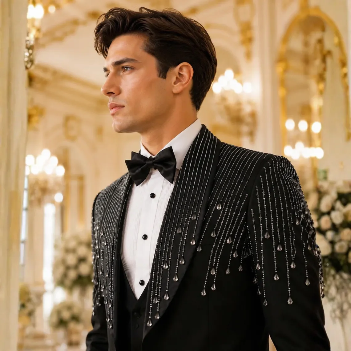 Rhinestone Decoration Mens Suit Exclusive Design Wedding Suit, Men's Suit, Party , Prom Men Tuxedo, Stone Embroidered Tuxedo