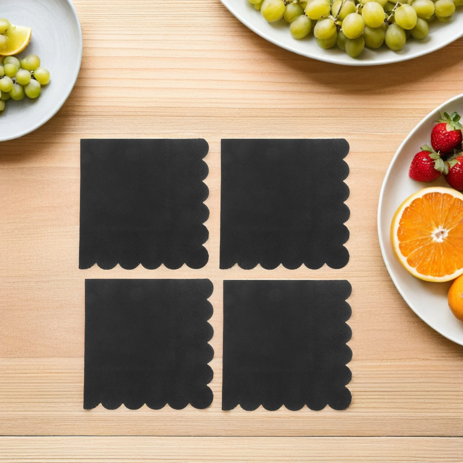 

100Pcs Black Scalloped Paper Napkins Stylish Bulk Pack for Parties Weddings and Special Occasions Scalloped Dinner Napkins