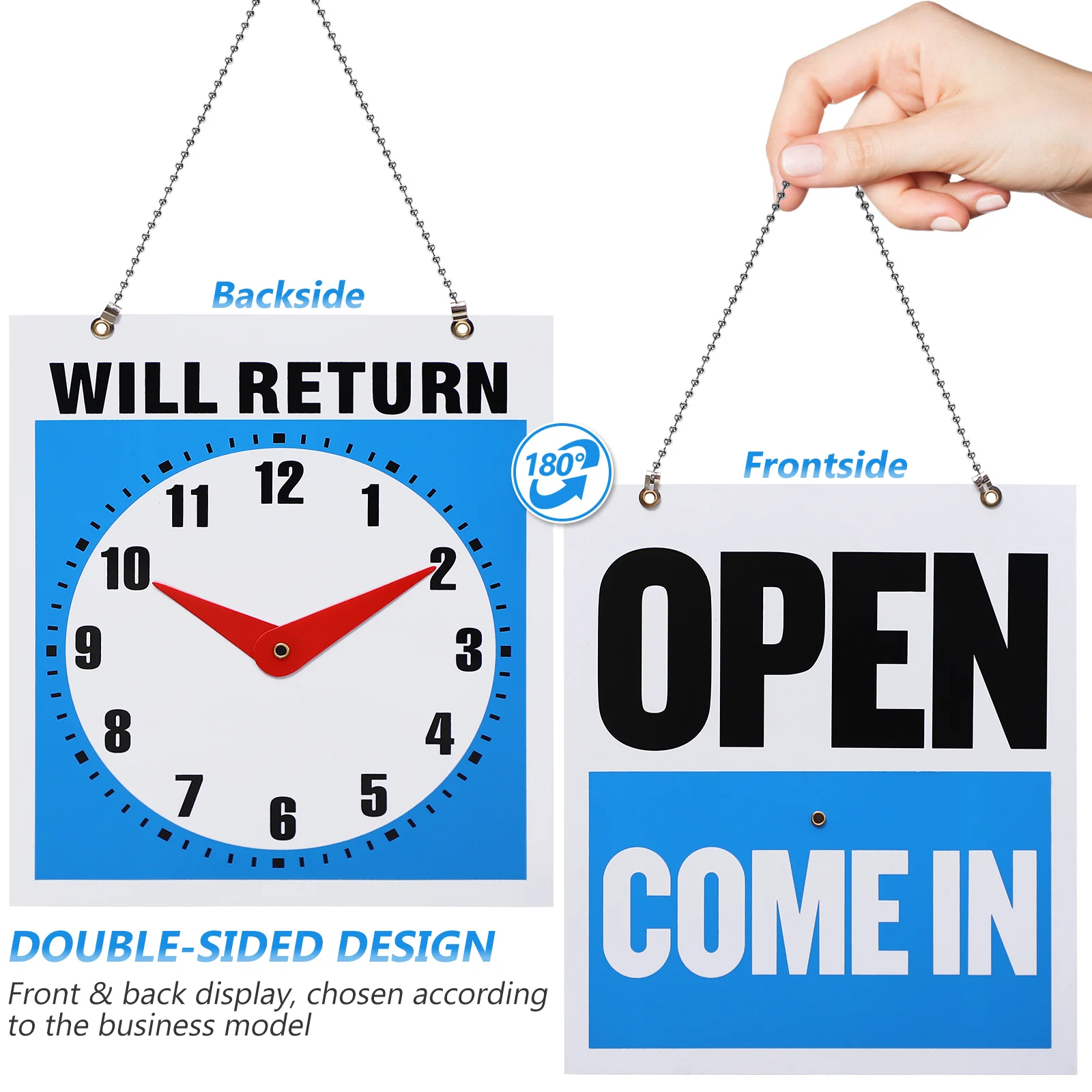 Right Back Sign Open Signs Board Car Accesories Hanging for Business Window Shop Clock Door