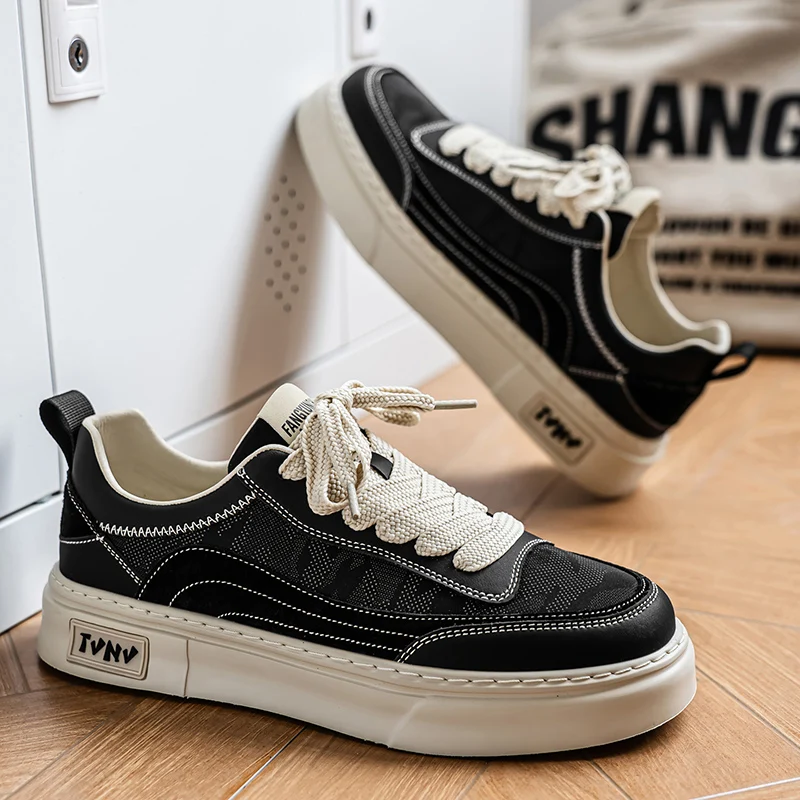 Мужская вулканизированная обувь с парусиновыми ремнями, новые четырехсезонные классические повседневные прогулочные туфли на плоской подошве с низким берцем и круглым носком