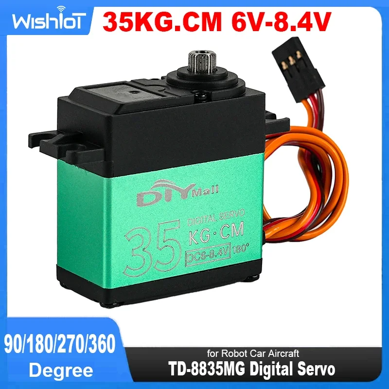 Servo digital TD-8835MG, motor de 35kg.cm 4.8-8.4v, engrenagem de metal, alto torque, 90/180/270/360 graus, servo rc para robô, carro, aeronave, diy